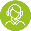 An icon of a person using a headset for a phone call on a transparent background